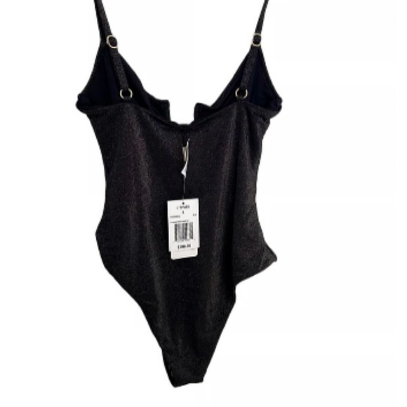 Lspace Shimmer Roxanne One-Piece Swimsuit Black Gold NWT New with Tags - Picture 9 of 11